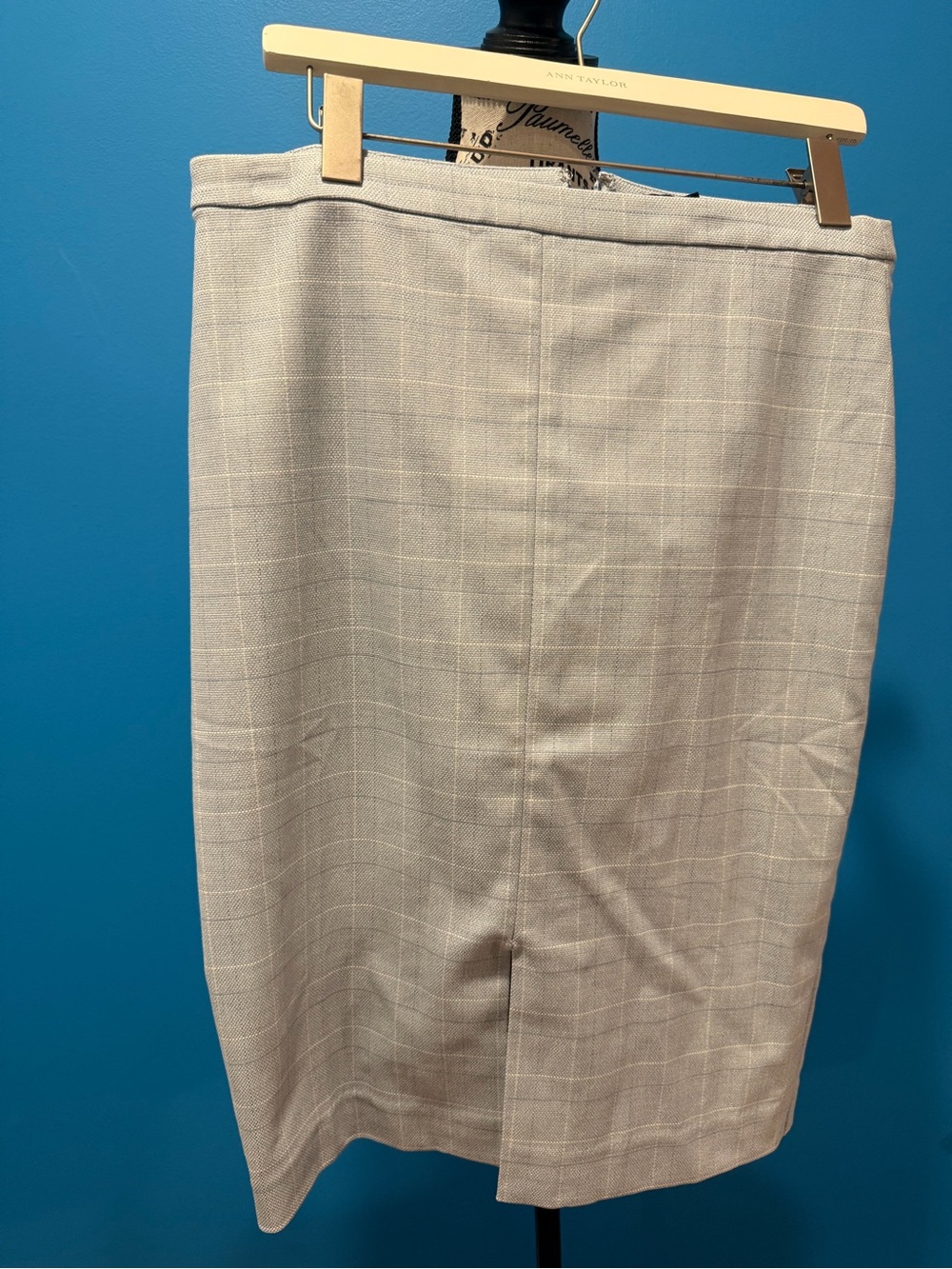 Ann Taylor Lt. Blue Windowpane Pencil Skirt